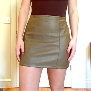Green pleather skirt
